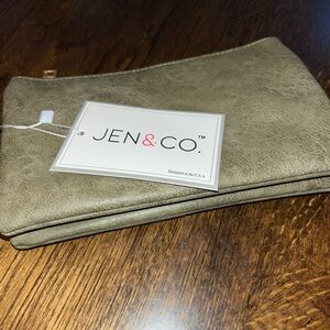 Jen & Co. Riley Vegan Crossbody Bag Purse w Shoulder Strap/Wristlet Olive Green